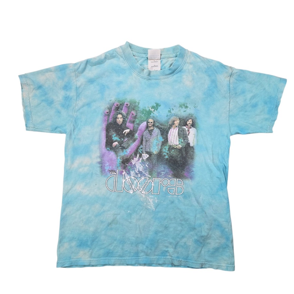 The Doors Strange Days Tie‎ Dye Graphic T-Shirt Blue Vintage 2000 Gildan Mens L